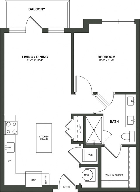a floor plan of a bedroom apartment